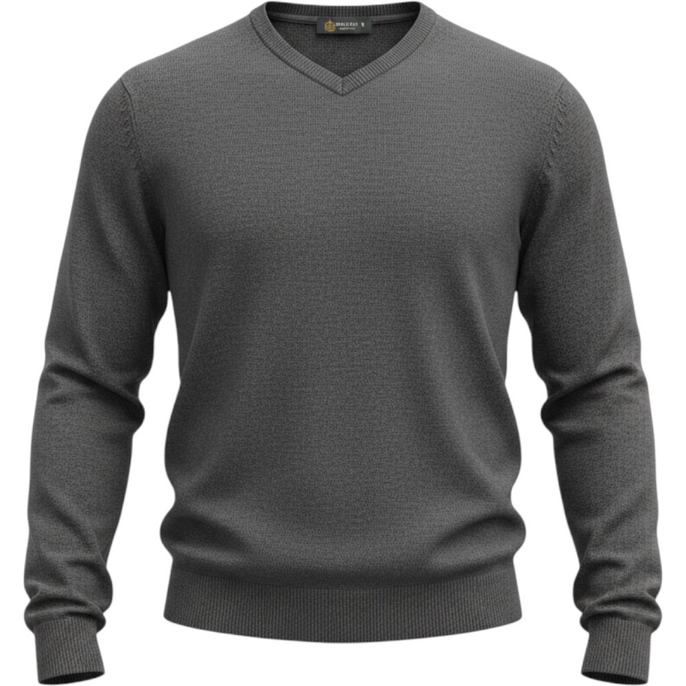Wallin & Bros Mens V-Neck Sweater Charcoal Heather Cotton Cashmere WB280741MN